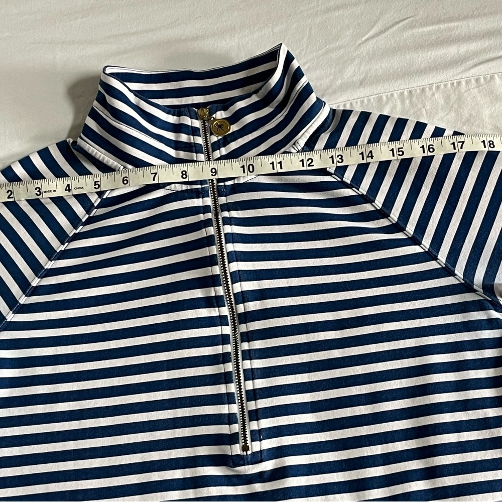Lilly Pulitzer Half Zip Popover Navy/White/Mellon Striped Pullover Top Sz Sm EUC - Picture 12 of 13